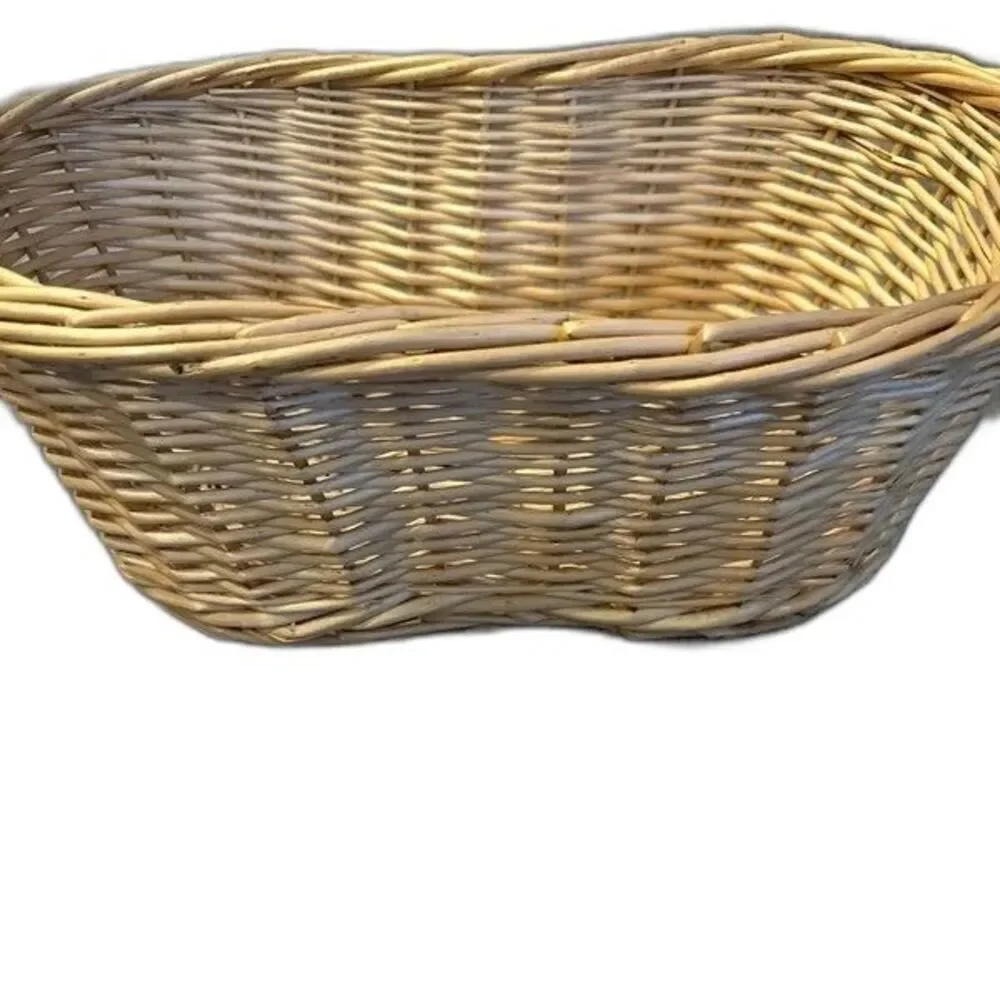 Vintage Wicker Woven Storage Basket Natural Rattan Rectangular Basket